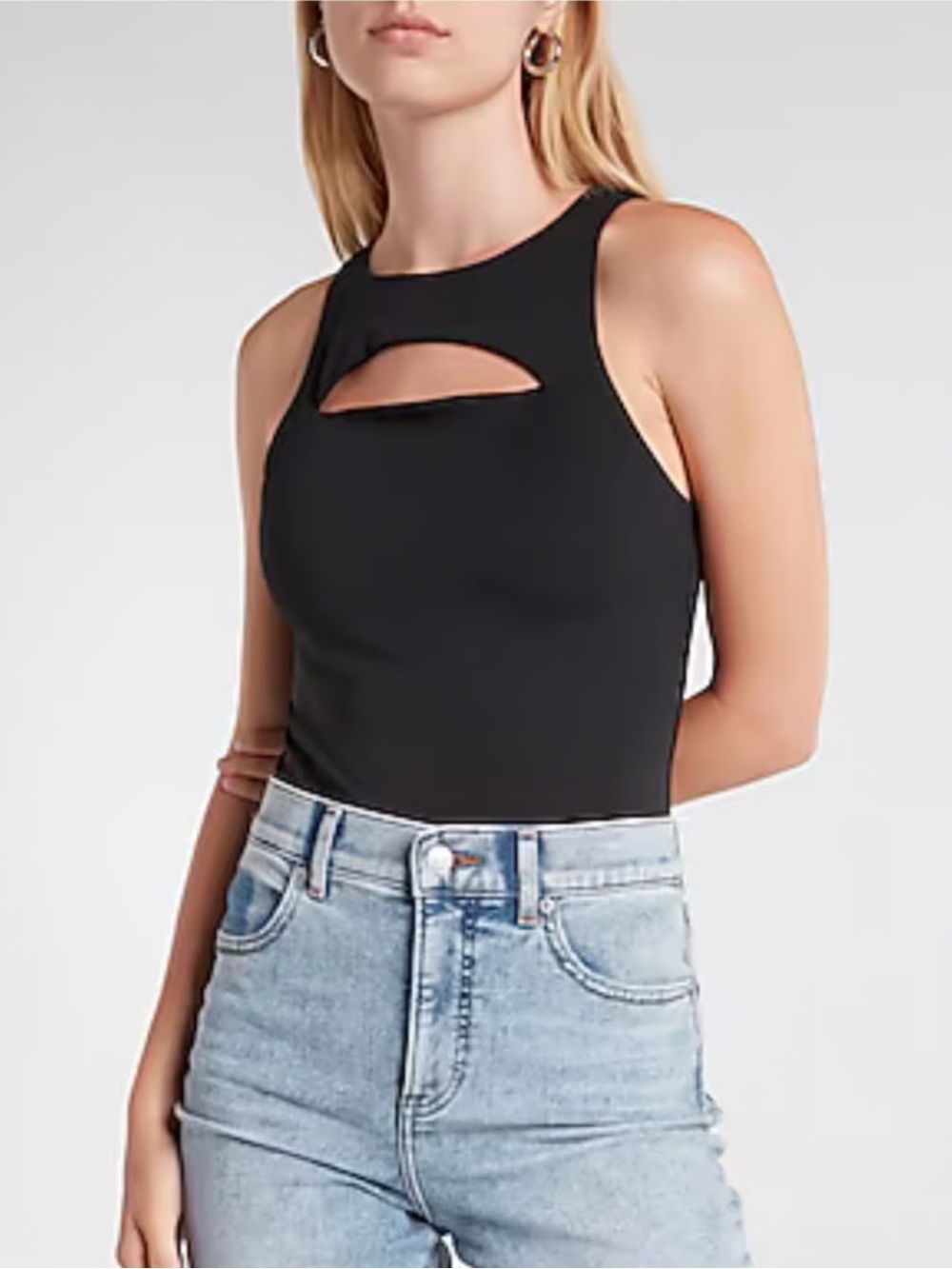 NWOT Express Body Contour Black Cutout Sleeveless Bodysuit